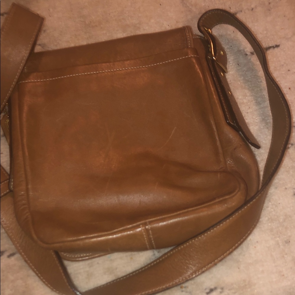 😎Vintage Coach Tan Leather Crossbody Messenger Bag - Picture 7 of 7